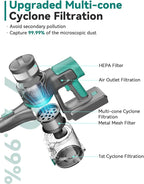 DEVOAC S10K Cordless Vacuum Cleaner, 45Kpa 50mins Lightweight Stick Vacuum with Powerful Suction for Home, Rechargeable, Self-Standing, Handheld Vacuum Cleaners for Hardwood Floors, Carpets, Pet Hair