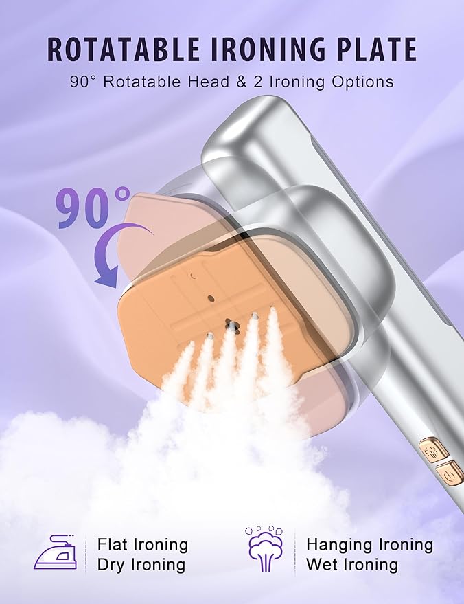 Smart Steam irons Handheld Steamer for Clothes – Global Voltage Adaptation, Palm-Sized & Lightweight (0.8lb), Dual Steam Modes, Easy Wrinkle Remover, Auto Shut-Off, for Travel & Home