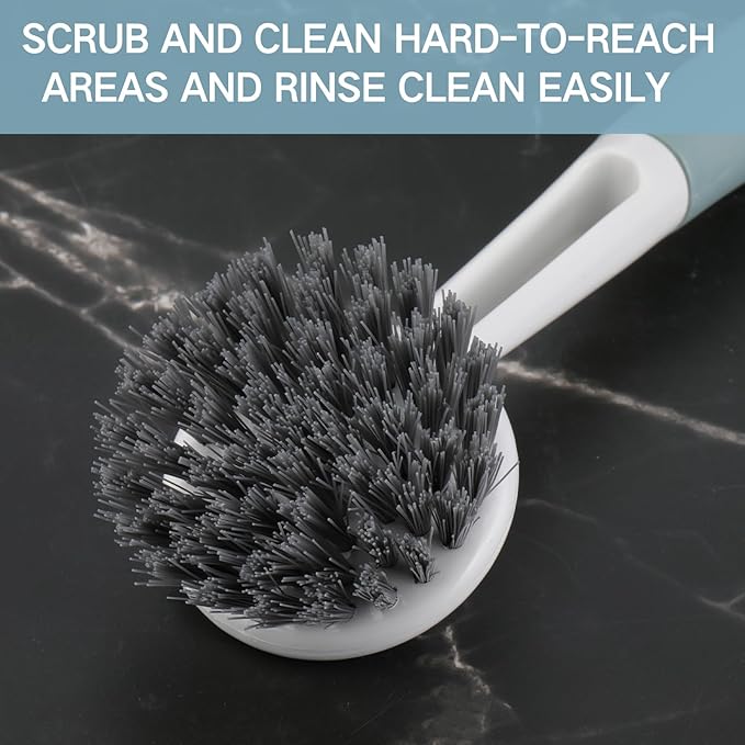Patelai 12 Pack Kitchen Scrub Dish Brush with Long Handle Dish Scrubber with Stiff Bristles Scrub Brushes for Kitchen Dishes Washing Tools, Pots, Pans and Sink Cleaning (Multicolor)
