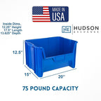 Hudson Exchange 20" x 15" x 12.5" (3 Pack) Plastic Giant Stackable Hopper Bin Container, Blue