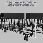 MAJALiS Expandable Stainless Steel Over The Sink Dish Drying Rack for Small Kitchen Counter Space Saving, Compact RV Plate Drainer Strainer in Black Wire Metal with Hanging Adjustable Utensil Holder