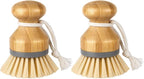 MR.SIGA Bamboo Palm Brush, Scrub Brush for Dishes Pots Pans Kitchen Sink Cleaning, Pack of 2