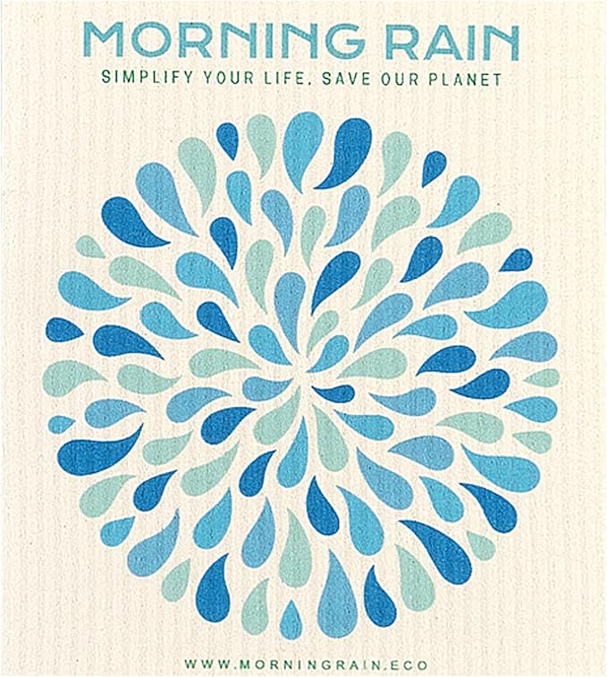 MorningRain Swedish Cloths for Kitchen, 7 Pack Watercolor Dish Towels, Washable Paper Towels, Non-Scratch Cellulose Sponge Cloths, No Odor, Biodegradable, Reusable Dishcloths