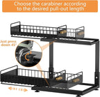 Under Sink Organizer, High Adjustable 2 Tier Under Kitchen Sink Organizer, Multi-Purpose Storage Shelf for Kitchen Bathroom Cabinet, Black