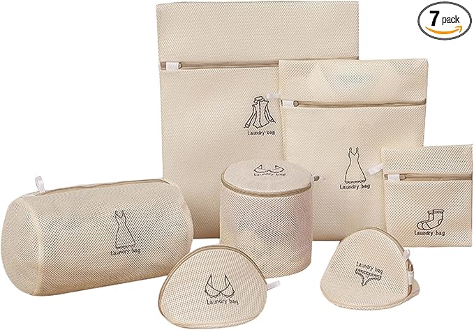 Mesh Laundry Wash Bags Set,7 Piece Set of Laundry Bags with Automatic Zipper, Suitable for Women's Underwear Bags, Women'S Shirts, Skirts, Stockings, Bras