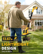 DEGGE Tiller, Cordless Tiller Cultivator with 48 Steel Tines, 9 inch Tilling Width and 6.7 inch Depth, 2 x 3.0Ah 21V Batteries & Charger, Gardening Tools for Lawn/Gardening/Soil Cultivation