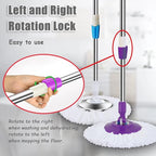 Spin Mop Replacement Mop Handle, 49-inch 360 Degrees Rotating Telescopic Replacement Mop Stick with Stainless Steel Disc for Spin Mop Bucket Cleaning System (Stainless Steel Disc, Green)