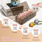 Jewelry Organizer and Storage Box with 24 EVA Anti Tarnish Bags, Travel Acrylic Case for Earrings, Necklaces & Rings, Elegant Gift for Women & Girls (S&Organizer(Brown))