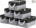 Storage Baskets for Shelves 11.8x7.9x5.2 Inch-Foldable Fabric Organizing Storage Bins with Handles, Closet & Bathroom Organizer, Home Storage for Kitchen, Office (6-Pack, Black&Gray)