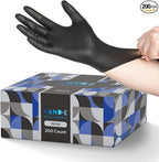 Hand-E Touch Black Nitrile Disposable Latex Free & Powder Free Gloves - 200 Count, Medium - BBQ, Tattoo, Hair Dye, Cooking & Mechanic Gloves