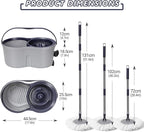 Spin Mop and Bucket Set,Masthome EasyWring Microfiber Spin Mop with 3 Mop Pads,Pedal Spinning Mops and Bucket with Wringer Set for Floor Cleaning - Home & Office Suitable