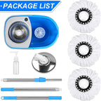 Spin Mop & Bucket, 360 Spinning Mop Bucket Kit, Stainless Steel Bucket Wringer Set, Plus 3 Replacement Head Refills, 360 Spinning Mopping System, 61" Extended Handle for Floor Cleaning (Blue)