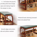 Solid Wood Shoe Bench, 2-Tier Wooden Entryway Bench, Modern Shoe Rack with Faux Leather Cushion for Hallway, Living Room (Green, 39.4'')