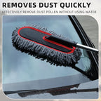 Tanlade 4 Pack Microfiber Car Duster Exterior Scratch Free with Extendable Handle Auto Duster Exterior Cleaning Dust Tools for Car Brush for Cars Truck Bike RV Boats Motorcycle (Gray with Red Edge)