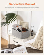 Small Woven Basket, 13.5 x 9.5 x 5 Inches, Storage Basket for Organizing, Cute Small Rope Shelf Closet Cube Storage Bins Baskets for Shelves, Dog Toy Gift Baskets Empty, 3 Packs, Mixed Grey