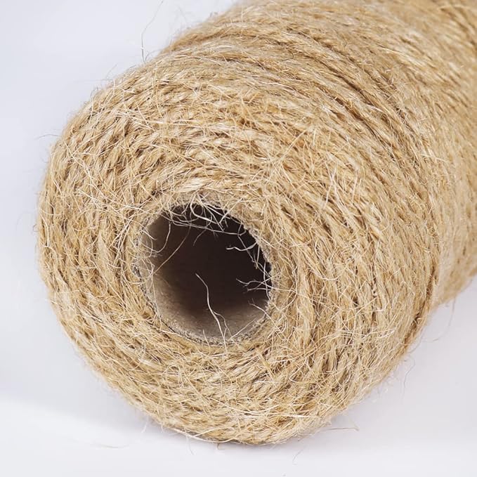 Tenn Well Natural Jute Twine, 656 Feet 1mm Thin Rustic Twine String for Arts & Crafts, Gift Wrapping, Gardening, Wedding, Halloween Decor, Christmas Ornaments (2PCS X 328 Feet)