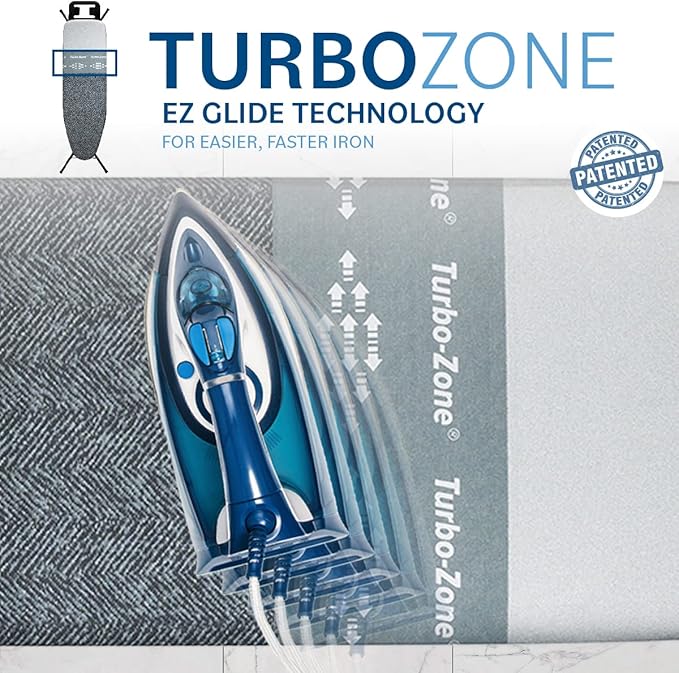 Bartnelli Classic Ironing Board with New Patent Technology | Made in Europe Iron Board with Patent Fast-Glide Zone, 4 Layer Cover & Pad, Height Adjustable, Safety Iron Rest, 4 Premium Steel Legs