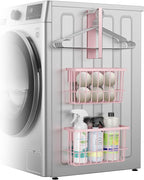 Magnetic Dryer Ball Holder and Magnetic Hanger Holder for Laundry Room Organization and Storage, Magnetic Lint Bin for Laundry Room, Iron Basket Dryer Ball Container for Laundry Room Storage (Pink)