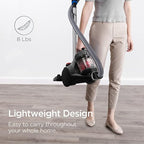 Eureka Bagless Canister Vacuum Cleaner, Lightweight Vac for Carpets and Hard Floors, Red, Whirlwind NEN110D