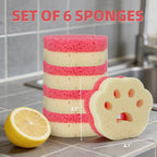 6pcs Scrub Sponges, Dual-Sided Temperature-Controlled Dish Sponges, Scratch-Free, Easy to Clean, Kitchen Cleaning Sponges for Tough Stains, Delicate Surfaces, Glassware, Cookware, Appliances
