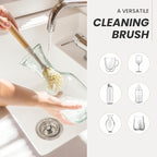 Vigar Zeroline 10.2" Long Bamboo Dish Brush, Ideal Dish Brush for Cups, Wine Glass, Tumbler, Blender Bottles, and Glass Water Bottles for The Kitchen