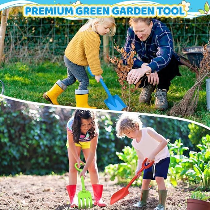 Dilabnba Heavy Duty Beach Sand Shovels, Garden Beach Sandbox Shovels Spade Scoop Rake Tool for Kids Toddlers, Long Handle ABS Plastic Shovel for Digging Snowing Planting - 3 PCS