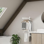 Wall Mounted Clothes Hanger Rack Foldable Drying Rack Hook Folding Indoor for Laundry Room Organization Bedroom Collapsible Racks Perfect for Small Spaces, 8 Hole White 2 Packs