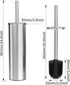 Toilet Brush and Holder Set, 2 Pack Stainless Steel Toilet Bowl Brush with Lid, Rust Proof Toilet Cleaner Brush with Caddy, Durable Bristles, Splash Proof, Ideal for Bathroom (Brushed Nickel)