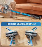 DEVOAC Cordless Vacuum Cleaner, Ultra-Lightweight Stick Vacuum, 2200mAh Battery Up to 40mins Runtime, 6 in 1 Powerful Handheld Vacuum for Home Hard Floor Carpet Pet Hair (Sea Blue)