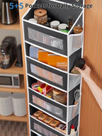 JARLINK Over the Door Organizer Storage, 5 Shelf Hanging Organizer with 5 Large Capacity Pockets, Anti Tilt 44 lb Load Behind Door Storage for Bedroom, Bathroom, Pantry, Nursery, (Black)