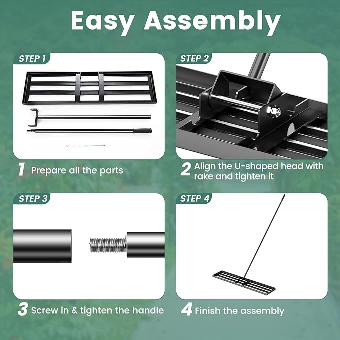 Goplus Lawn Leveling Rake, 46" x 10" Heavy Duty Level Lawn Tool w/ Ergonomic Handle for Soil, Effort-Saving Landscape Rake for Garden, Backyard, Golf Course, Farm, Pasture, Black