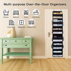WishJazz Over the Door Organizer, 6 Shelf Hanging Organizer, Anti Tilt 50lbs Back of Door Storage for Bathroom, Nursery, Pantry, Baby Essentials
