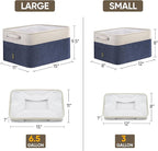 BALEINE 2 Pack Fabric Storage Bins for Shelves, Linen Storage Baskets for Organizing, Decorative Closet Bins for Clothes, Home (Navy Blue, 12"x8"x8")