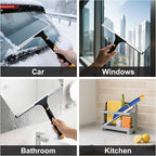 ITTAHO Swivel Shower Squeegee for Glass Doors, All-Purpose Anti-Slip Window Squeegee with 2 Blades, Window Cleaner Tool Bathroom Squeegee for Shower Doors, Tile Shower Walls，Mirrors,Car Windshields