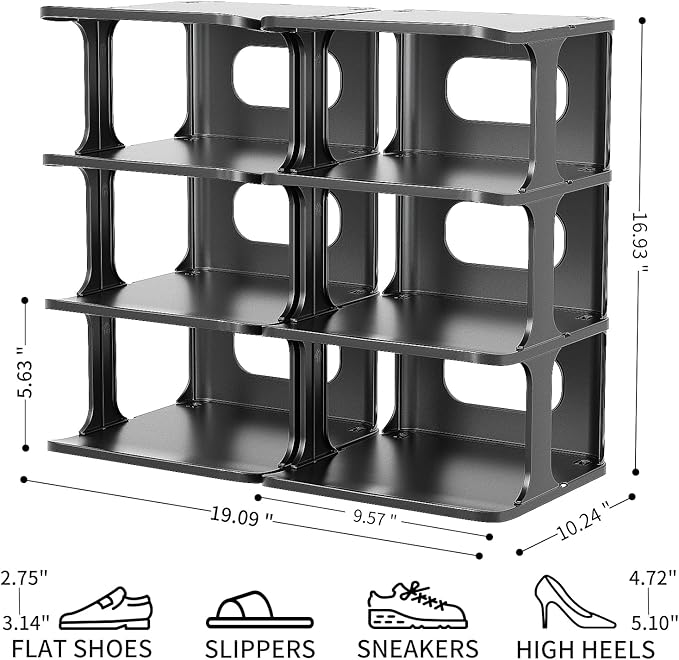 HAIXIN Vertical Narrow Tall Shoe Rack for Front Door Entrance, 7-Tier Sturdy Stackable Shoe Rack Organizer for Closet Entryway, Corner Shoe Storage Shelf Shoe Cubby