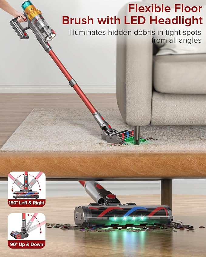 S8 Cordless Vacuum Cleaner, 600W 48Kpa 65mins Stick Vacuum Rechargeable, Wireless Lightweight Handheld Vacuum Cleaners for Home Pet Hair Carpet Hardwood Floor Car