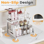 Under Sink Organizer Storage 2-Tier Heavy Duty Metal Pull Out Cabinet Organizer Slide Out Sink Shelf Organizer Height Adjustable, Multi-Purpose Storage Shelf for Kitchen Bathroom (Silver, 1 Pack)