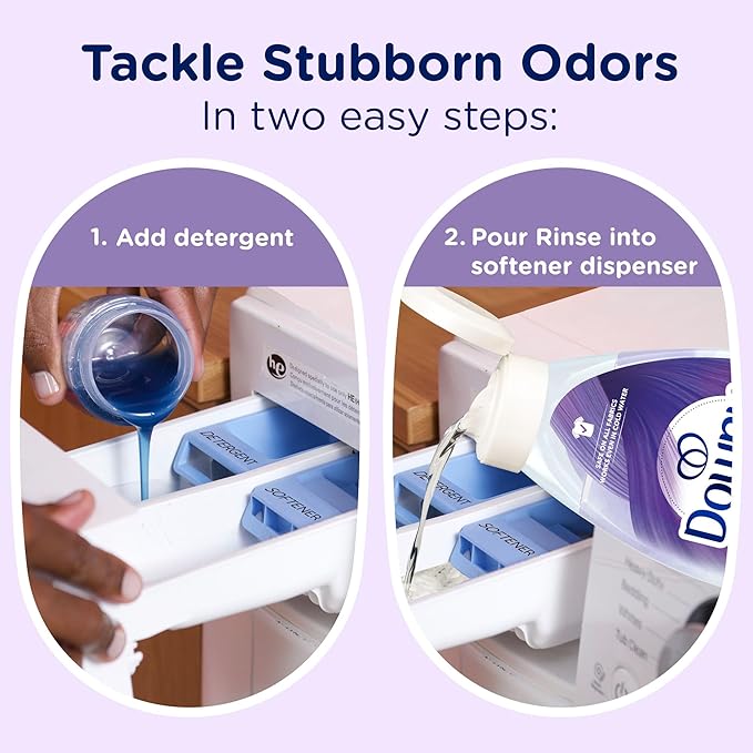 Downy RINSE & REFRESH Laundry Odor Remover and Fabric Softener, Fresh Lavender, 48 fl oz, Safe on ALL Fabrics, Gentle on Skin, HE Compatible