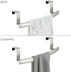 iDesign Axis Curved Over-the-Cabinet Kitchen Bar Holder for Dish and Hand Towels, Pot Holders, 9.75" x 2.75" x 2.5" - Brushed Stainless Steel