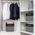 Collapsible Fabric Storage Cubes 11x11 Cube Storage Bins, 4 Pack Closet Baskets Box with Handles for Organizing, Shelf, Toys, Clothes, Home, Office, Nursery (Grey&Black)