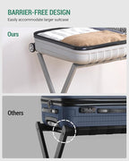 Hzuaneri Luggage Rack, Folding Suitcase Stand for Guest, Foldable, Luggage Holders with Shelf, Steel Frame with Nylon Straps for Bedroom, Hotel, Holds up to 154 lb, Grey, 2 Pack LR03999G