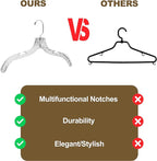 Quality Clear Plastic Hangers 12 Pack - Durable Crystal Cut Heavy Duty Hangers for Clothes, Shirts, Suits, Coats, Dresses