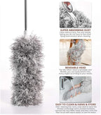 Webster Cobweb Duster, Feather Duster for Home, Extendable Dusters for Cleaning High Ceiling Fans, Hand Wall Duster, Long and Washable Dust Brush Gray