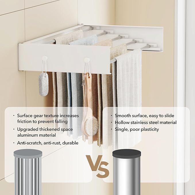 Wall Mounted Drying Rack,28 Inch,Clothes Drying Rack Wall Mounted,Foldable,Retractable,Collapsible Drying Raks for Laundry