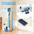 8-in-1 Cordless Vacuum Cleaner - 35kPa 60Mins Powerful Stick Vacuum Cleaners For Home/Pet Hair/Carpet/Hard Floors | 1.2L XL Dustbin, Anti-Tangle Rechargeable Self-Standing Vac, Car & Apartment