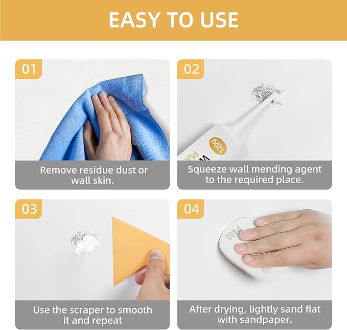 Drywall Repair Kit Hole Repair Patch Kits Wall Spackle Repair Paste Wall Mending Agent Quick Fix Solution for Home Wall, White Repair Putty Plaster Dent & Wood Scratch Repair