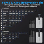 STREBITO Mini Electric Screwdriver Set, 70 in 1 Small Electric Screwdriver - 64 S2 Preicison Bits, 5 Torque Settings, 4 LED Lights, Mini Power Screwdriver Repair Tool Kit for PC Electronic (Upgraded)
