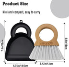Mini Broom and Dustpan for Housekeeping-Bamboo Handle Small Broom and Dustpan Set Combination Mini Desktop Sweep, Keyboard Cleaning Brush with Shovel Brush,Round Bamboo Handle