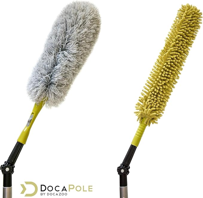 DOCA Telescoping Pole Attachment - Extension Pole for Cleaning, Feather Duster, Window Washing Kit, Paint Roller, Window Squeegee - High Reach Extendable Kit for Indoor & Outdoor - Hinge Tip