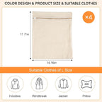 4-Piece Large Durable Organic Cotton Mesh Laundry Bags with Sturdy Zippers and Breathable Mesh are Delicate Laundry Bags for Underwear, Clothes, Pants and Socks